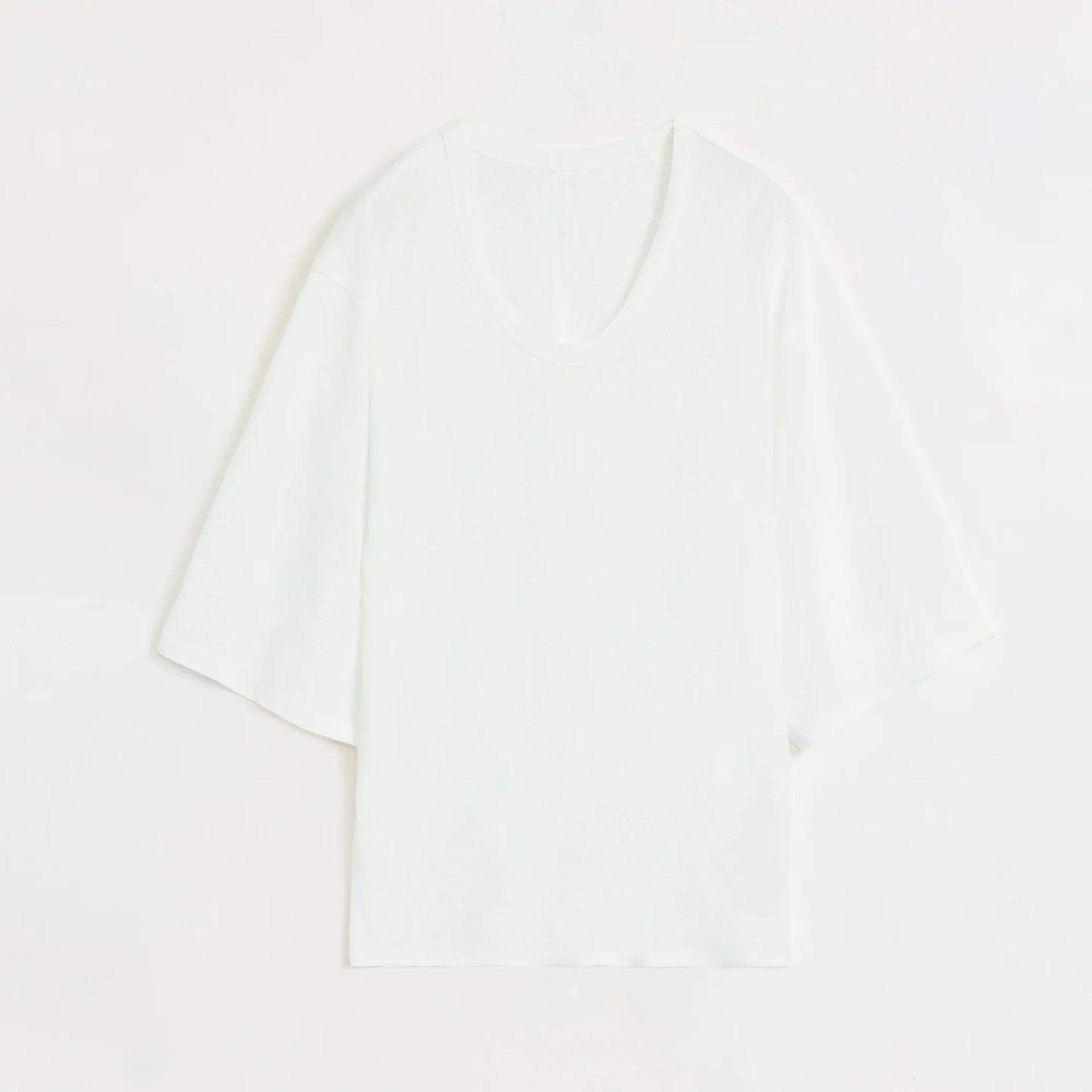 Loose U-Neck 3/4 Sleeve Cotton and Linen T-Shirt Summer"Inspiration Starts"