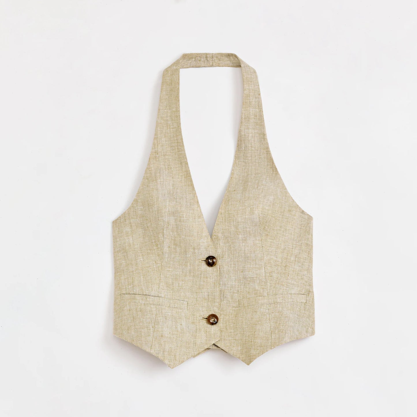 Retro Linen V-Neck Halter Vest and Fishtail Hip Skirt Set"Old Money Weekly"