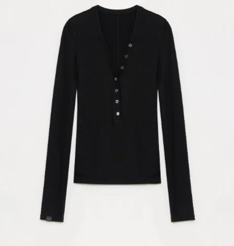 Fireladyfur Brand Slim Fit Tencel Wool Women'S Slim Fit Henley T-Shirts Short/Long Sleeve V-Neck Button Knitted Bottoming Basic Tops"Pure Fashion"