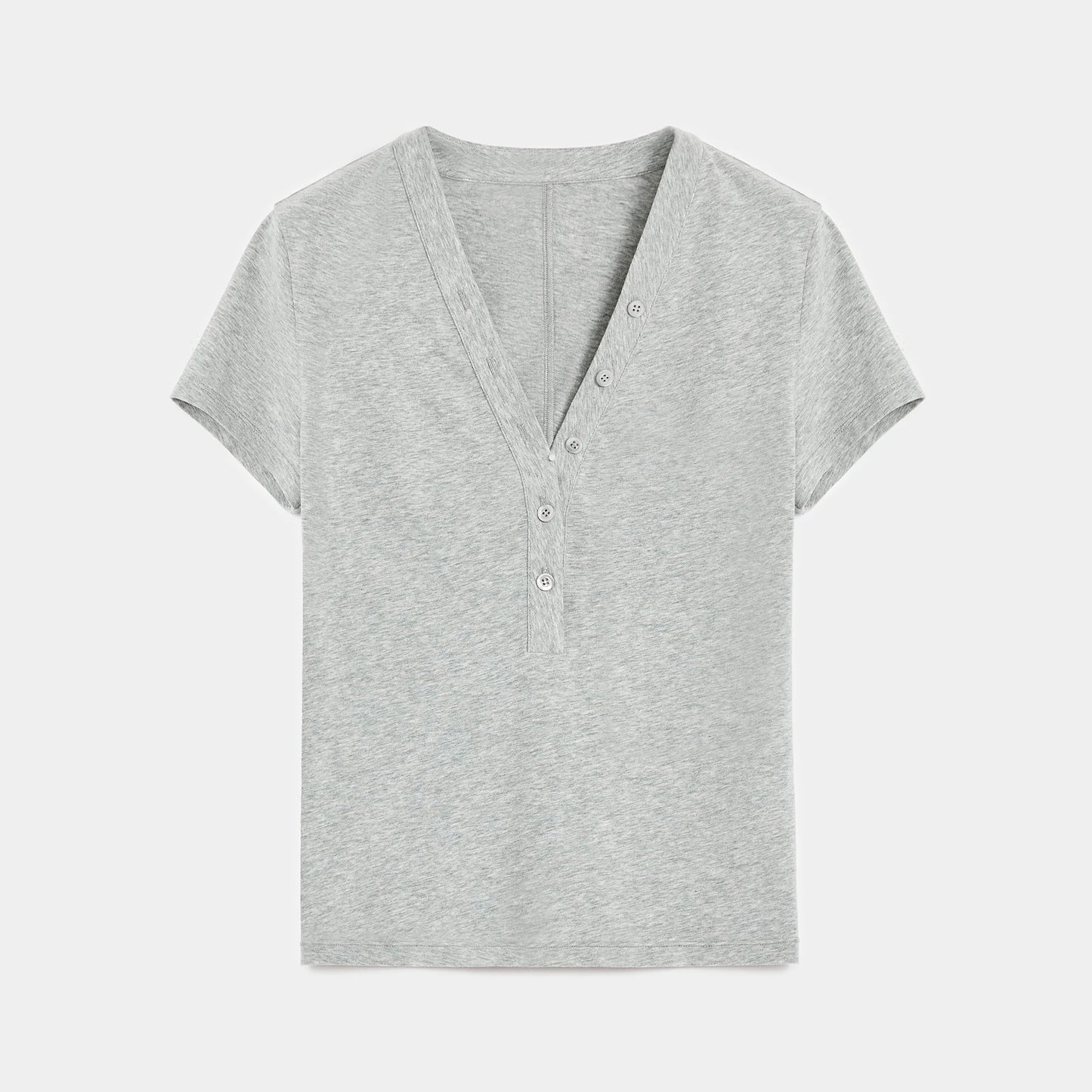 Fireladyfur Brand Slim Fit Tencel Wool Women'S Slim Fit Henley T-Shirts Short/Long Sleeve V-Neck Button Knitted Bottoming Basic Tops"Pure Fashion"