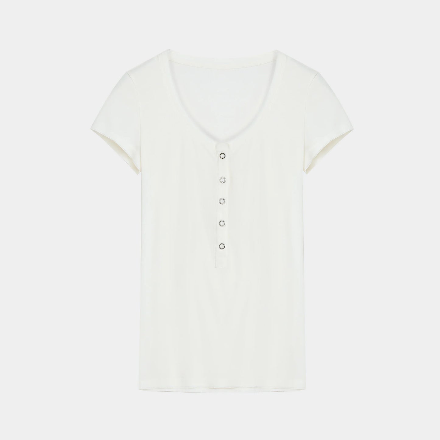 Fireladyfur Brand Slim Fit Tencel Wool Women'S Slim Fit Henley T-Shirts Short/Long Sleeve V-Neck Button Knitted Bottoming Basic Tops"Pure Fashion"