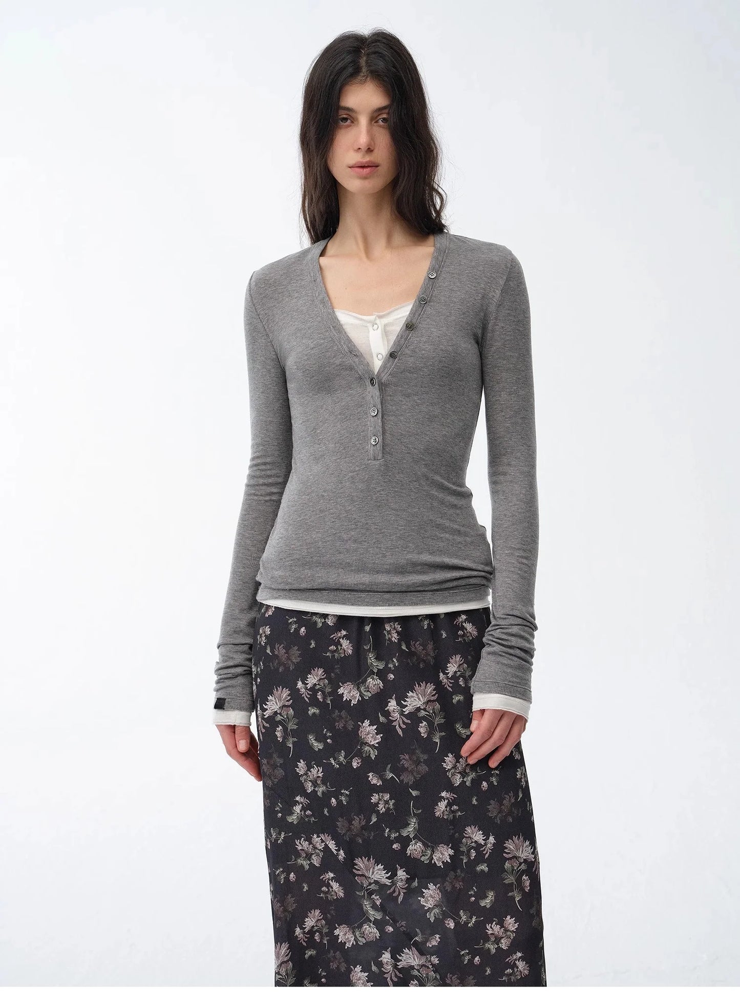 Fireladyfur Brand Slim Fit Tencel Wool Women'S Slim Fit Henley T-Shirts Short/Long Sleeve V-Neck Button Knitted Bottoming Basic Tops"Pure Fashion"