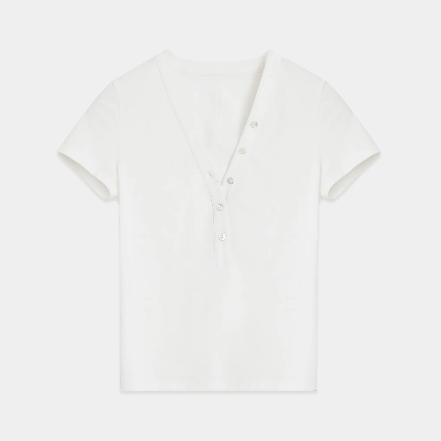 Fireladyfur Brand Slim Fit Tencel Wool Women'S Slim Fit Henley T-Shirts Short/Long Sleeve V-Neck Button Knitted Bottoming Basic Tops"Pure Fashion"