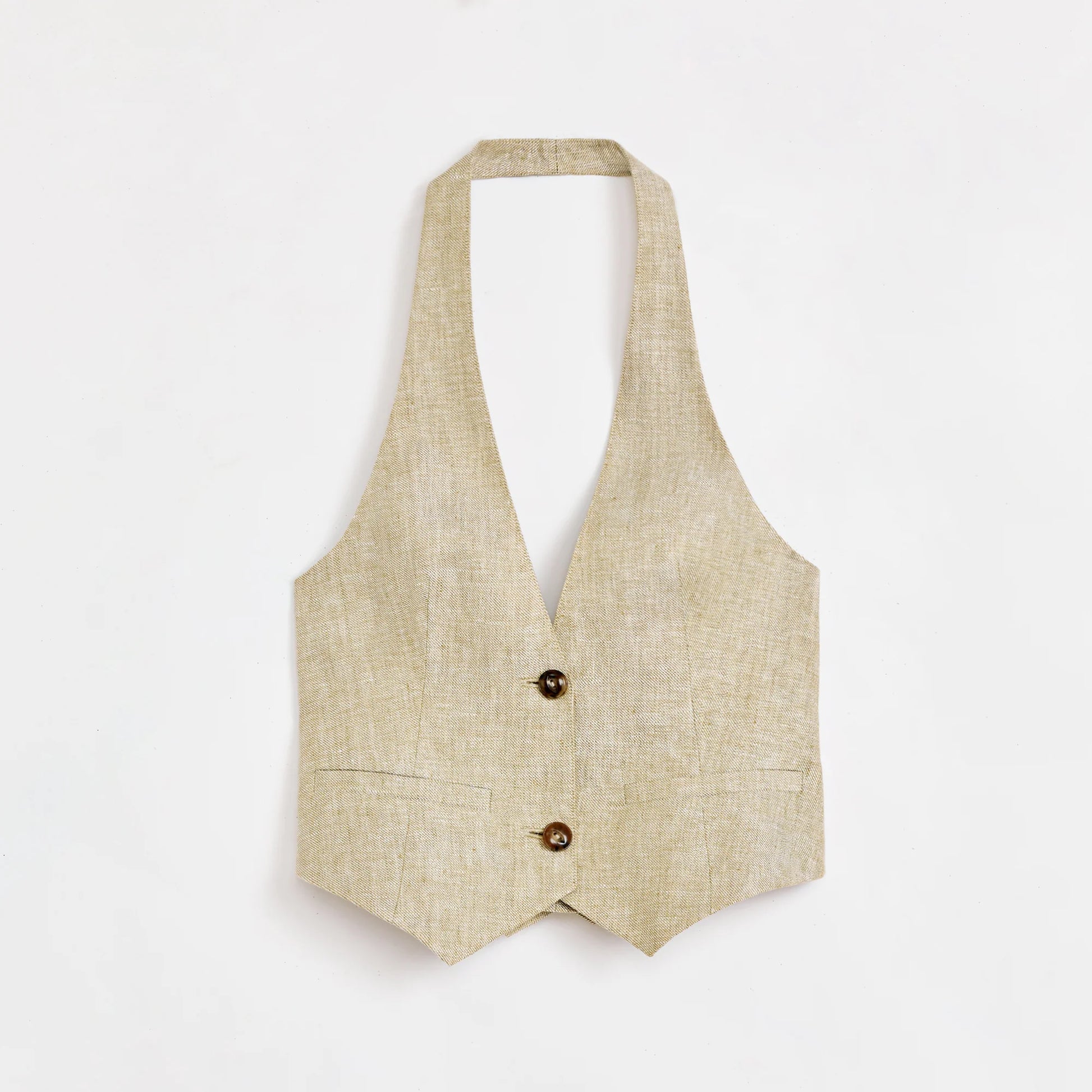Retro Linen V-Neck Halter Vest and Fishtail Hip Skirt Set"Old Money Weekly"