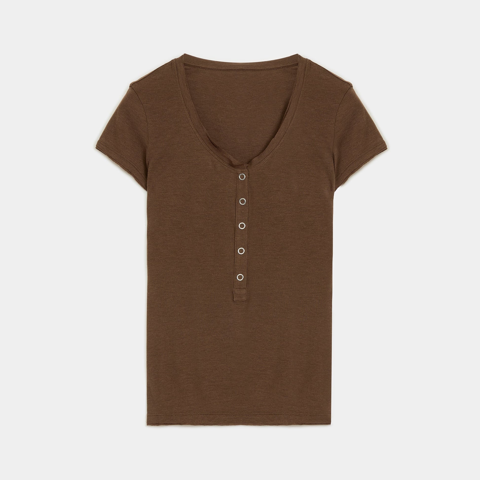 Fireladyfur Brand Slim Fit Tencel Wool Women'S Slim Fit Henley T-Shirts Short/Long Sleeve V-Neck Button Knitted Bottoming Basic Tops"Pure Fashion"