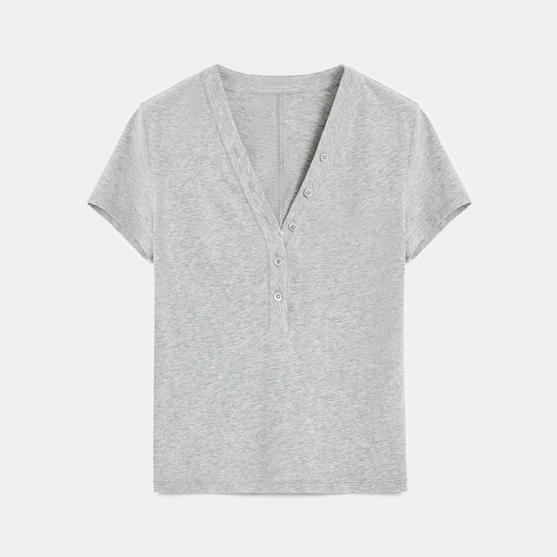 Fireladyfur Brand Slim Fit Tencel Wool Women'S Slim Fit Henley T-Shirts Short/Long Sleeve V-Neck Button Knitted Bottoming Basic Tops"Pure Fashion"