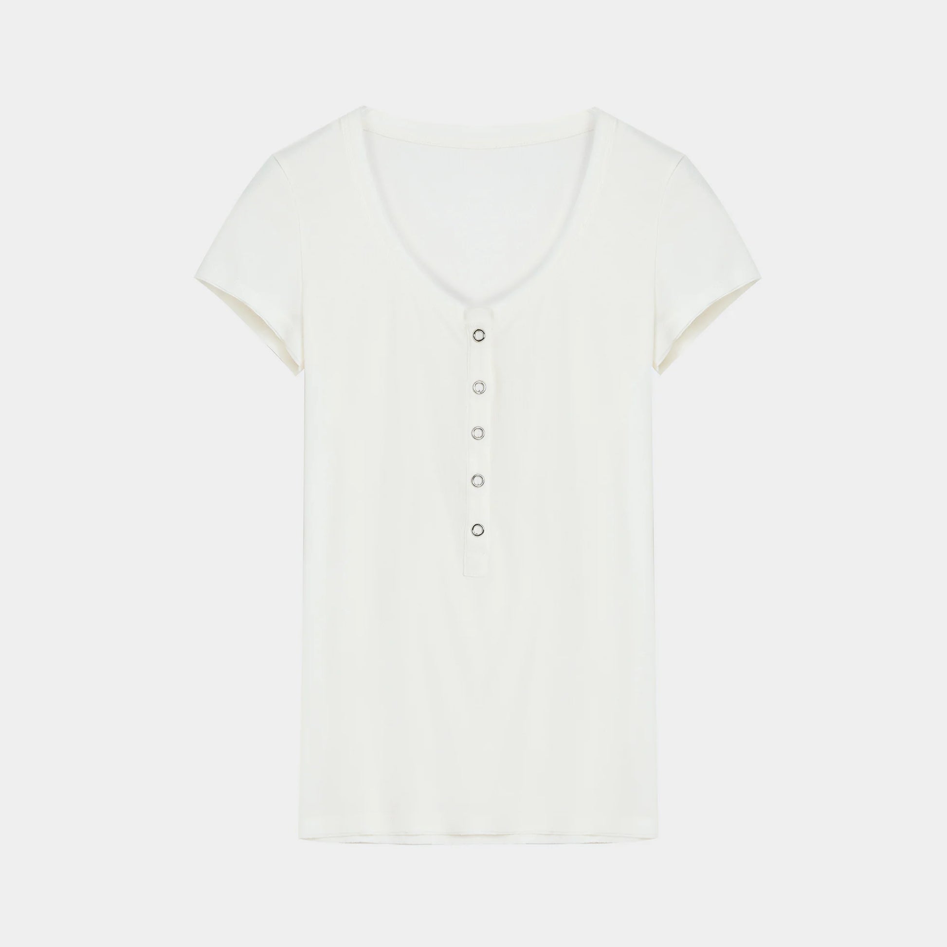 Fireladyfur Brand Slim Fit Tencel Wool Women'S Slim Fit Henley T-Shirts Short/Long Sleeve V-Neck Button Knitted Bottoming Basic Tops"Pure Fashion"