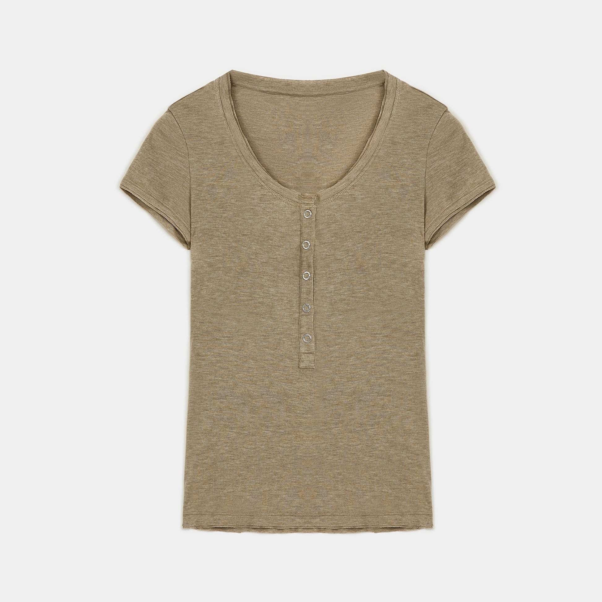 Fireladyfur Brand Slim Fit Tencel Wool Women'S Slim Fit Henley T-Shirts Short/Long Sleeve V-Neck Button Knitted Bottoming Basic Tops"Pure Fashion"